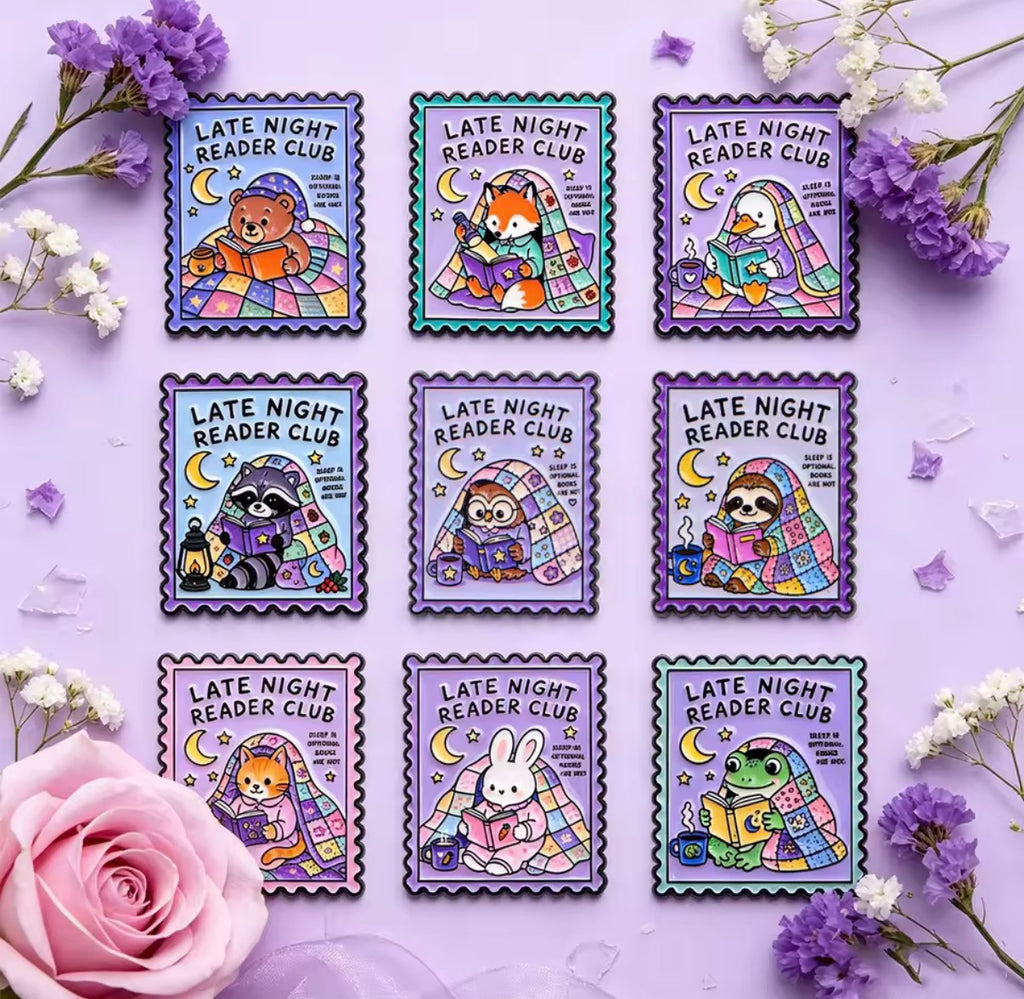Late Night Reader Enamel Pin Set 9pcs