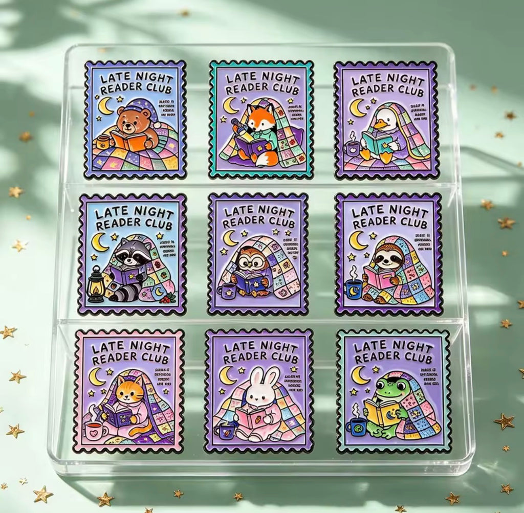 Late Night Reader Enamel Pin Set 9pcs
