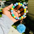 Lemon Blue Raspberry Slushie Silicone Wristlet Keychain