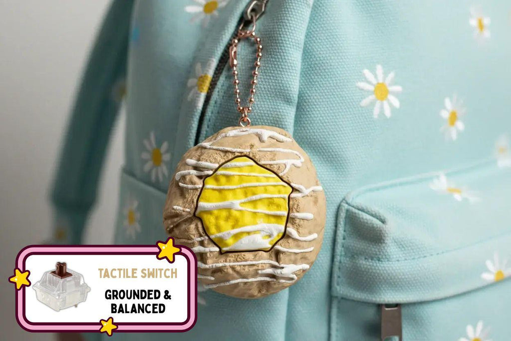 Lemon Thumbprint Cookie Clicker Fidget Keychain - Tactile Brown