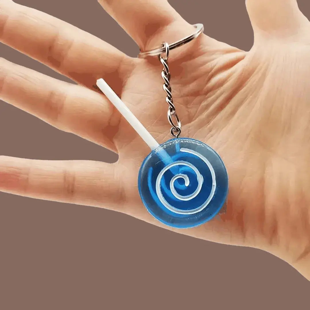 Lollipop Sucker Candy Keychain Charm - Blue