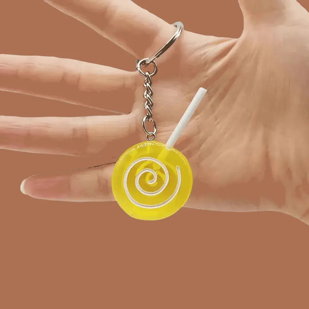 Lollipop Sucker Candy Keychain Charm - Yellow