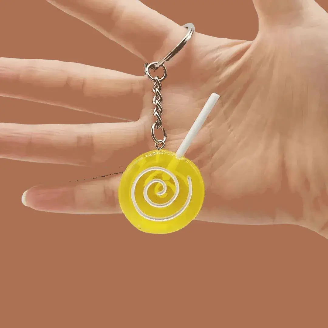 Lollipop Sucker Candy Keychain Charm - Yellow