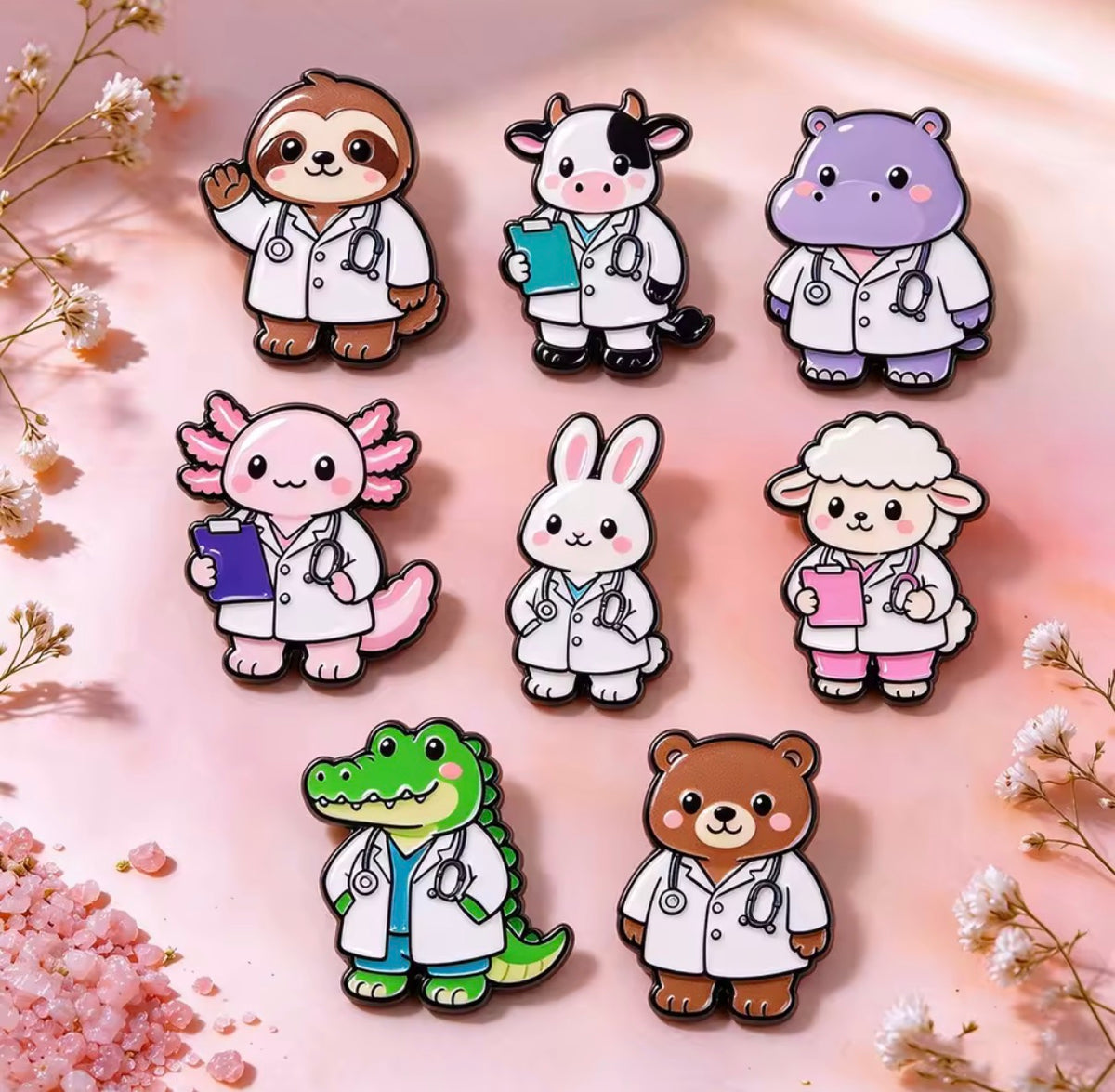 Medical Pets Enamel Pin Set 8pcs