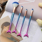 Metallic Mermaid Gradient Makeup Brush Set 4pc - Blue
