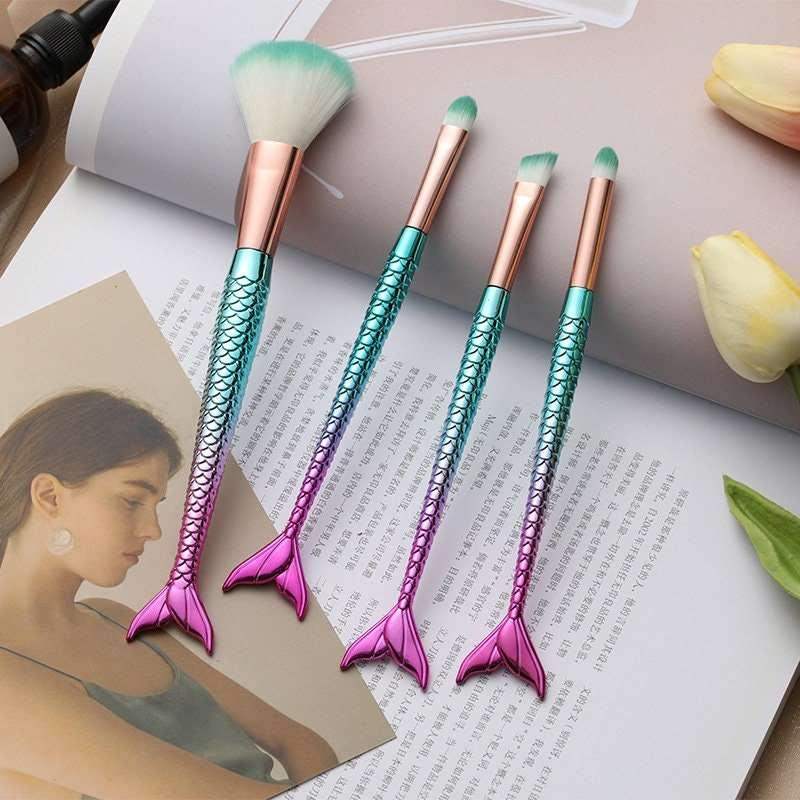 Metallic Mermaid Gradient Makeup Brush Set 4pc - Green