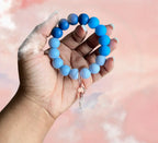 Monochromatic Chunky Silicone Wristlet Keychain 1pc - Blue