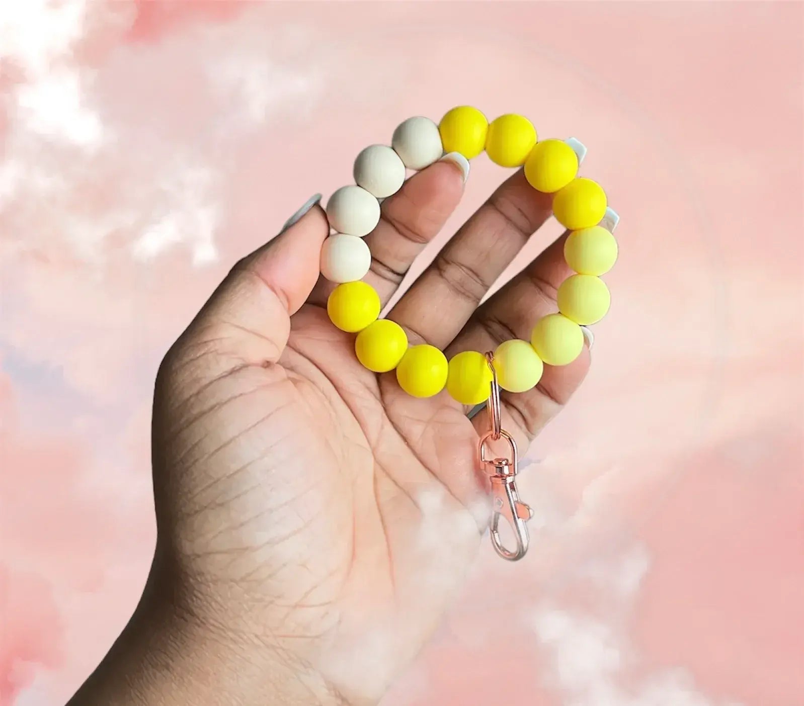 Monochromatic Chunky Silicone Wristlet Keychain 1pc - Yellow