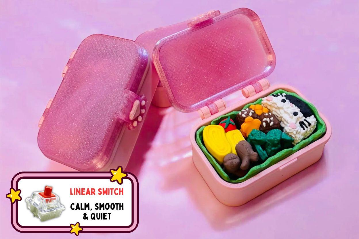 Pink Bento Lunch Box Clicker Fidget - Linear Raspberry