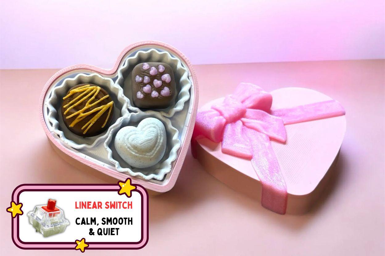 Pink Box of Chocolates Clicker Fidget - Linear Raspberry