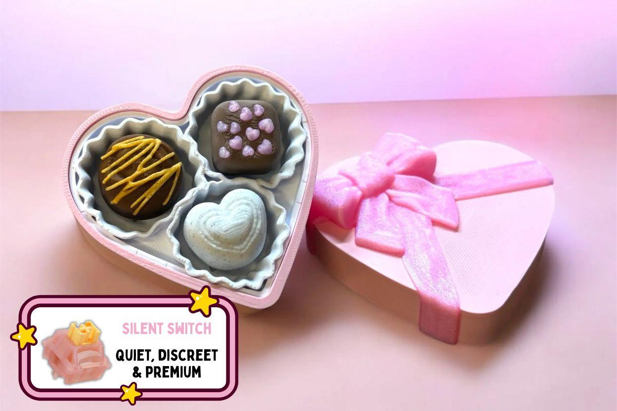 Pink Box of Chocolates Clicker Fidget - Silent Peach