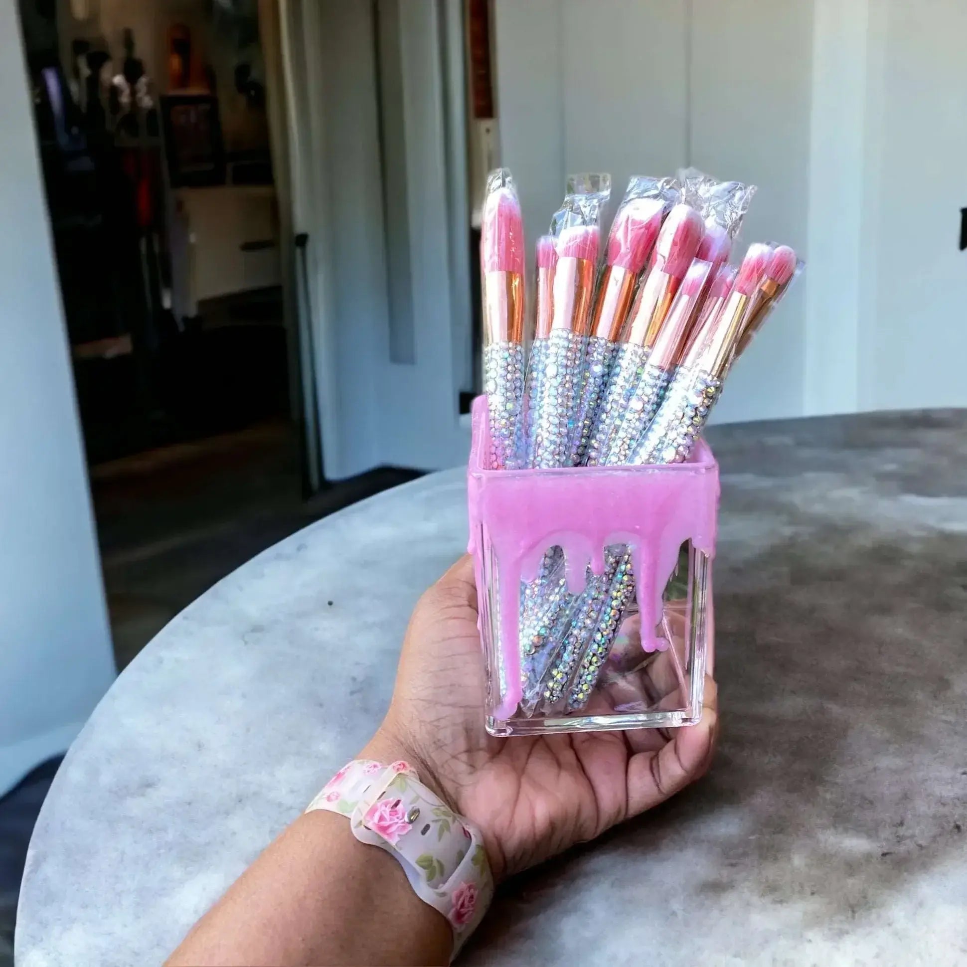Pink Frosting Drip Makeup Brush Holder