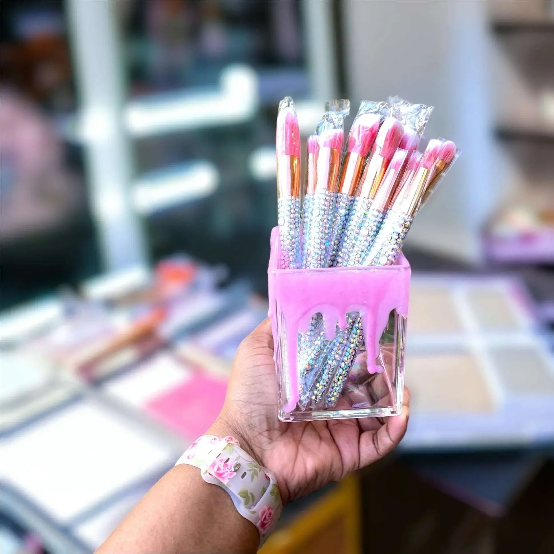 Pink Frosting Drip Makeup Brush Holder