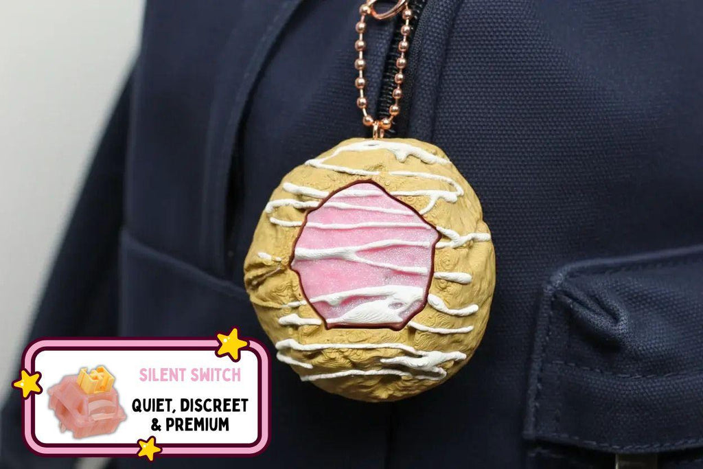 Pink Jelly Thumbprint Cookie Clicker Fidget Keychain - Silent Peach