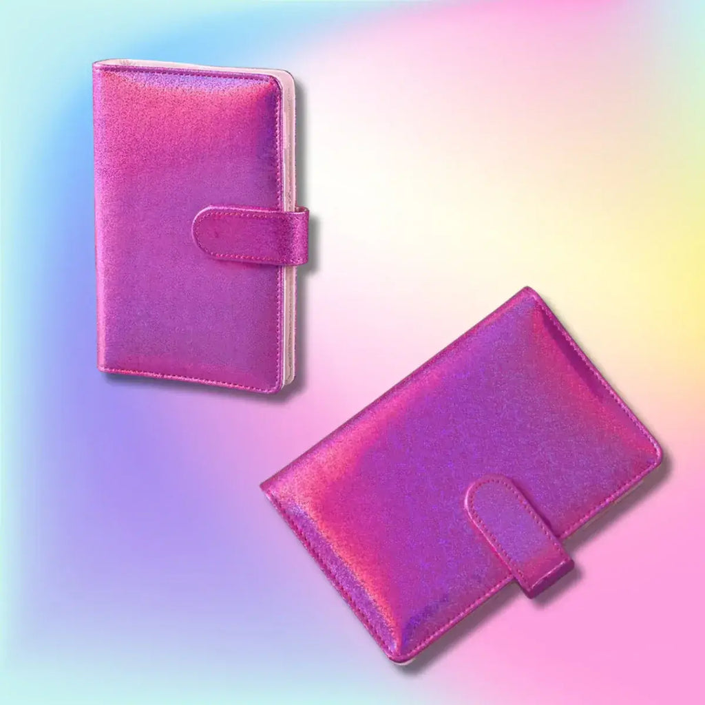 Pink Raspberry Shimmer Holographic A6 Budget Binder