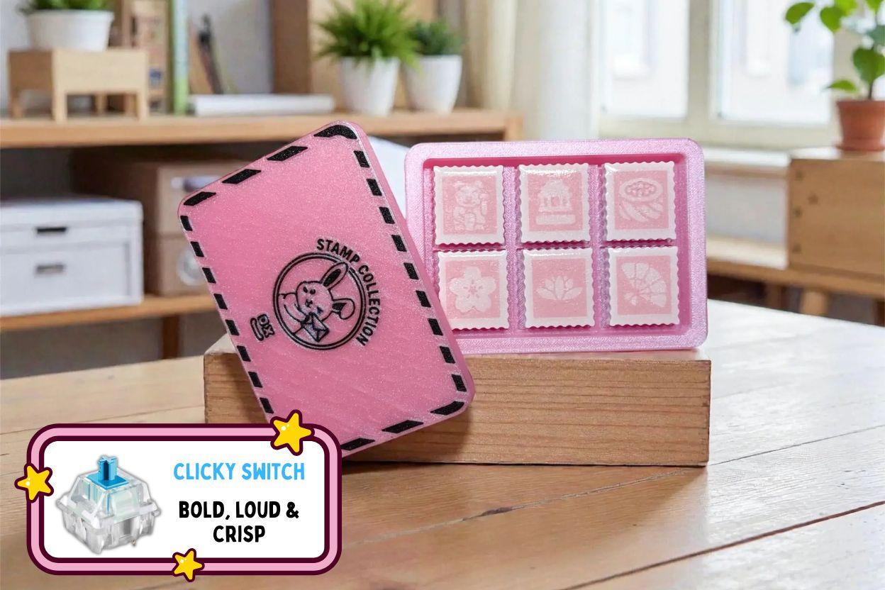 Pink Stamp Collection Clicker Fidget - Clicky Blue