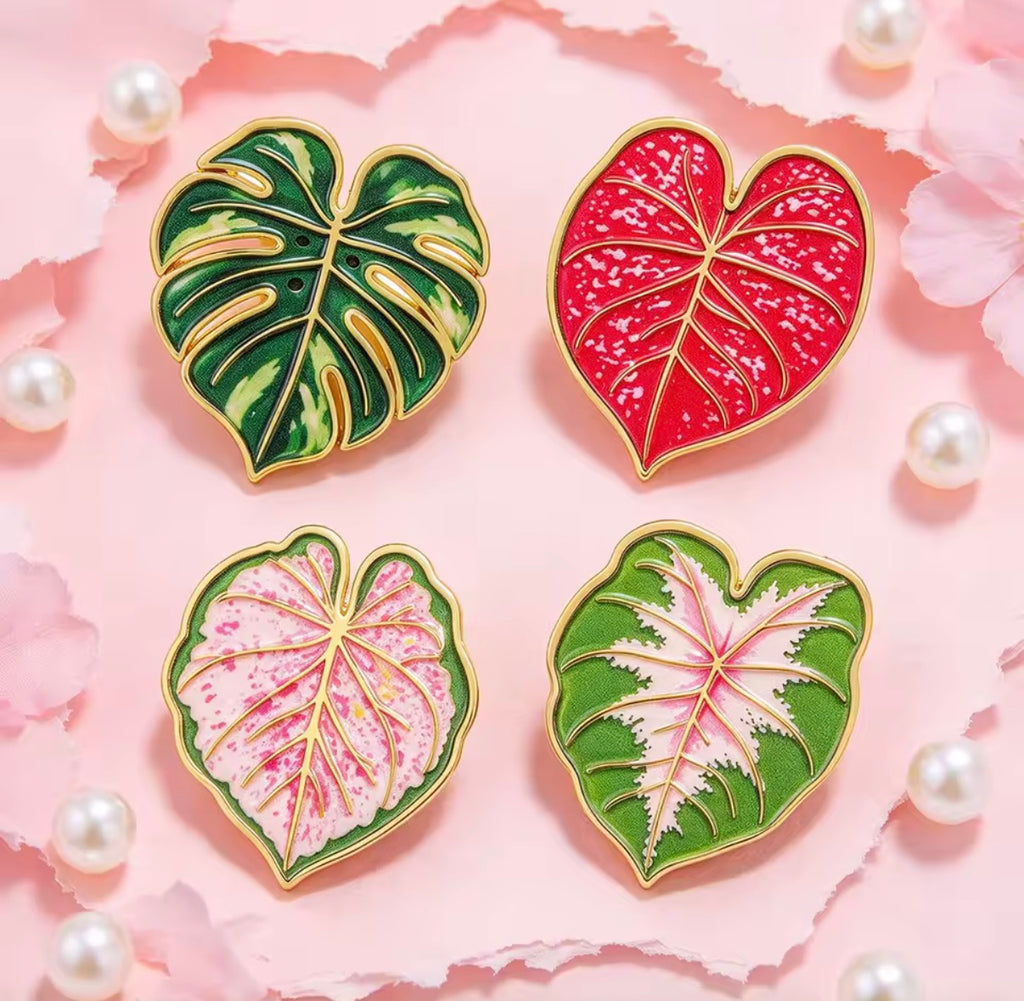 Plant Leaf Enamel Pin Set 4pcs