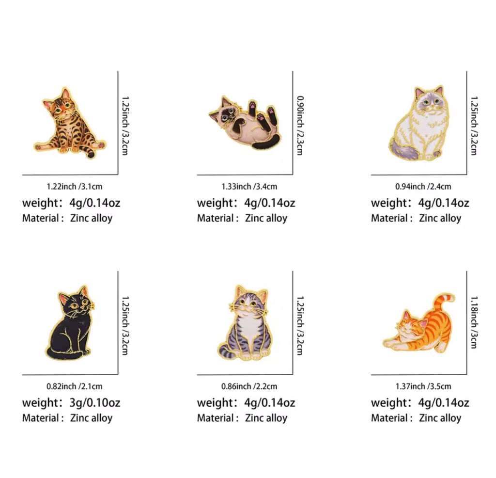 Playful Kitty Enamel Pin Set 6pc