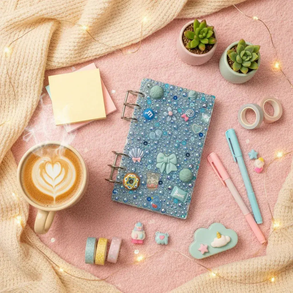 Precious Blue Junk Charm Acrylic Binder