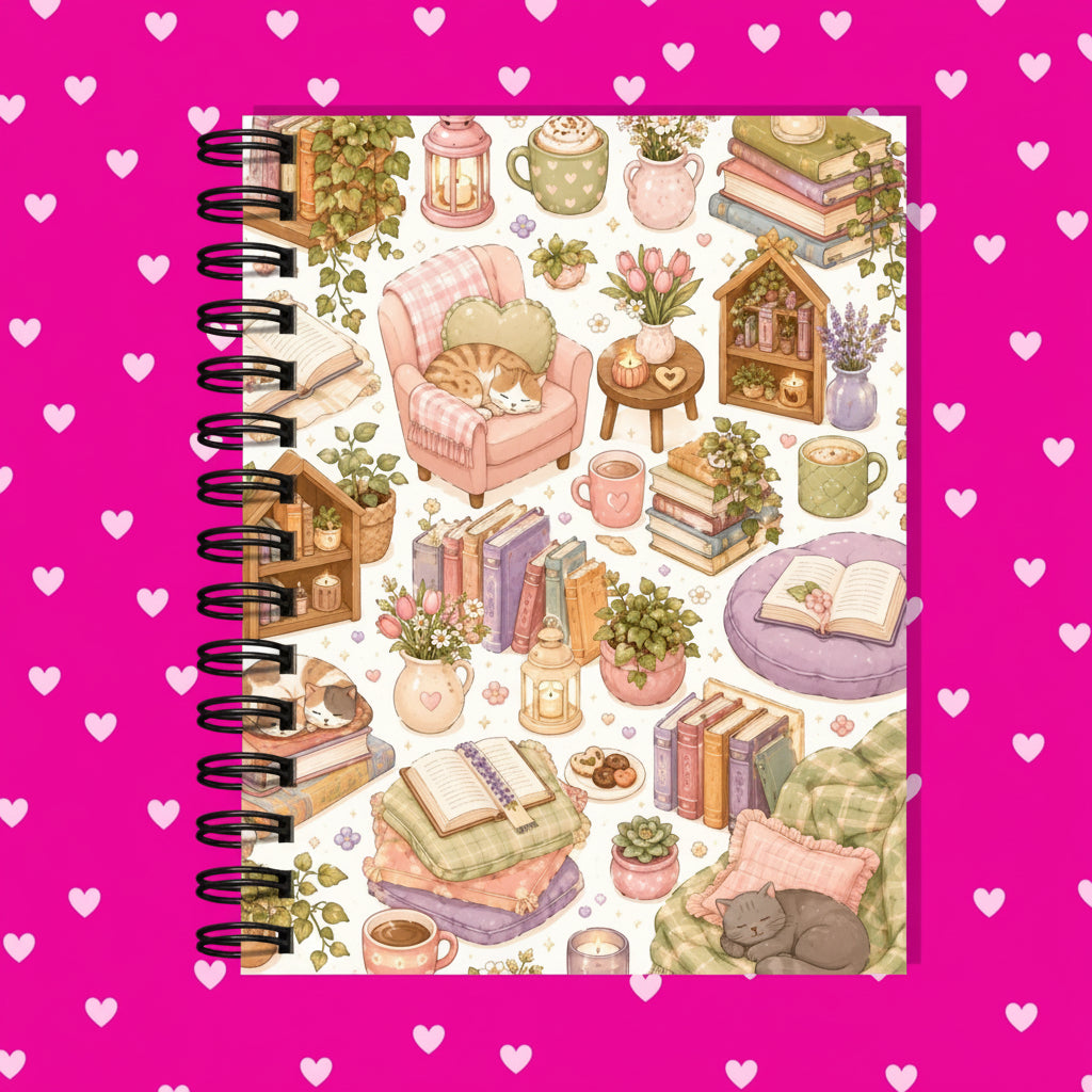 Premium Journaling Notebook - 100 Sheets - Cozy Reading / Dot