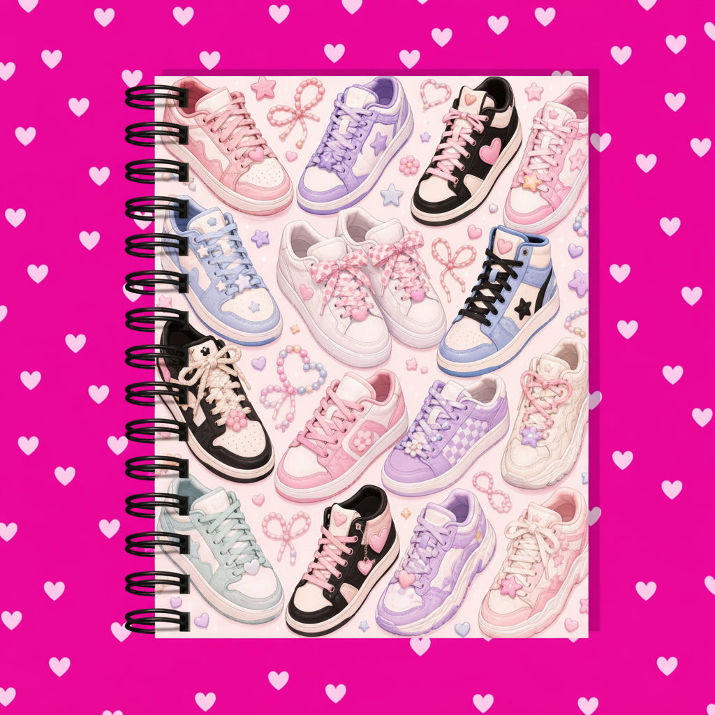 Premium Journaling Notebook - 100 Sheets - Cute Sneakers / Dot