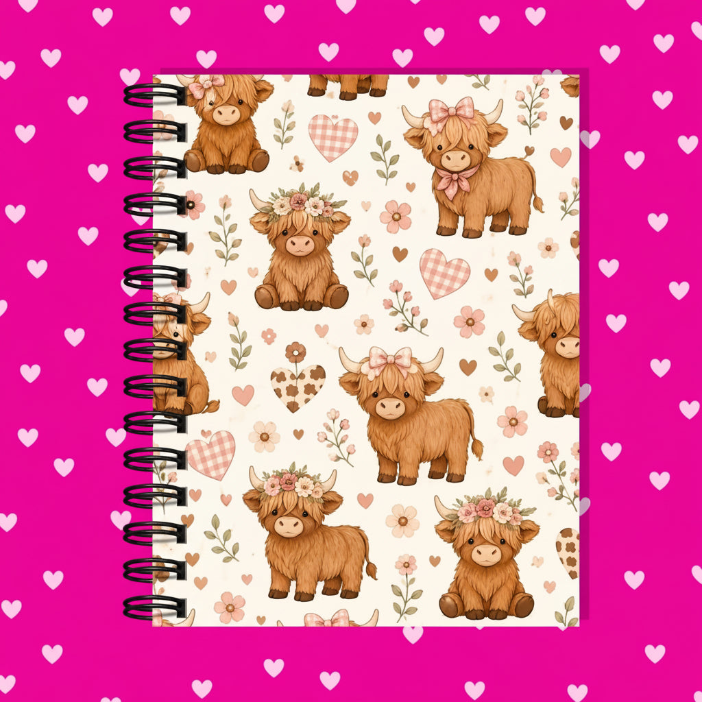 Premium Journaling Notebook - 100 Sheets - Highland Cow / Dot