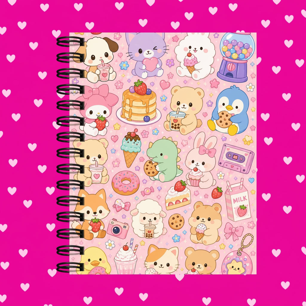 Premium Journaling Notebook - 100 Sheets - Kawaii Cuteness / Dot