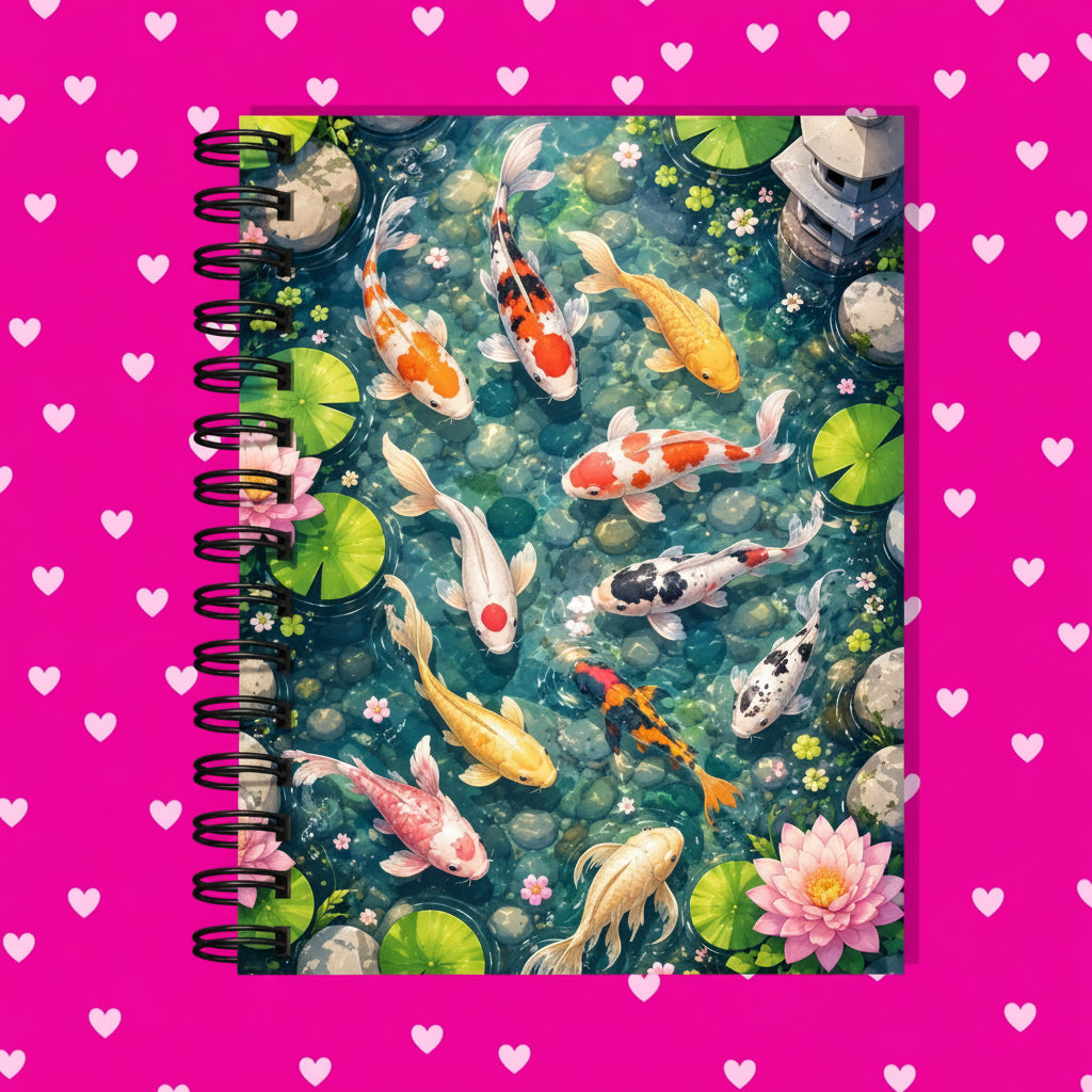 Premium Journaling Notebook - 100 Sheets - Koi Pond / Dot