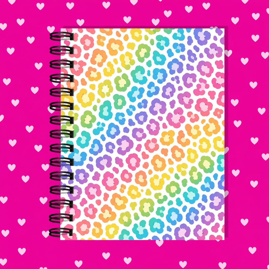 Premium Journaling Notebook - 100 Sheets - Rainbow Leopard / Dot
