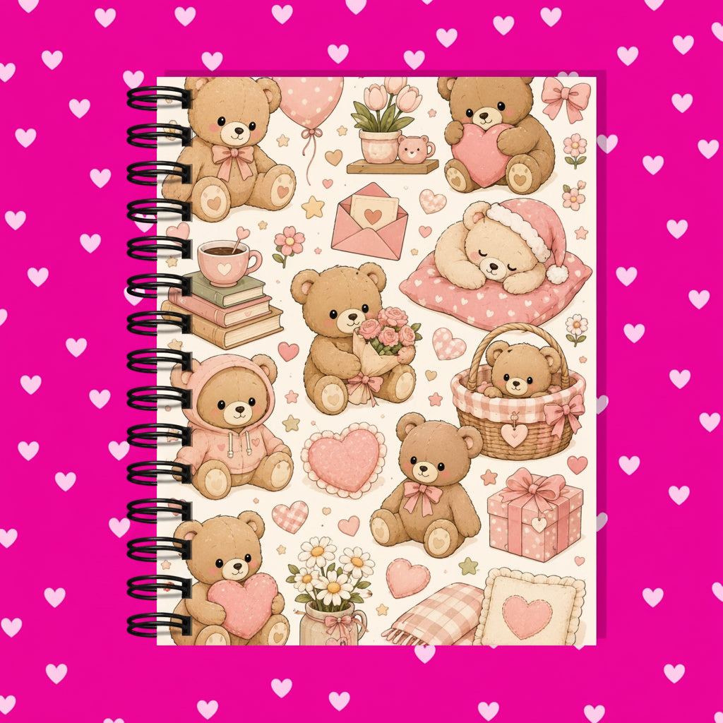 Premium Journaling Notebook - 100 Sheets - Teddy Cuddles / Dot
