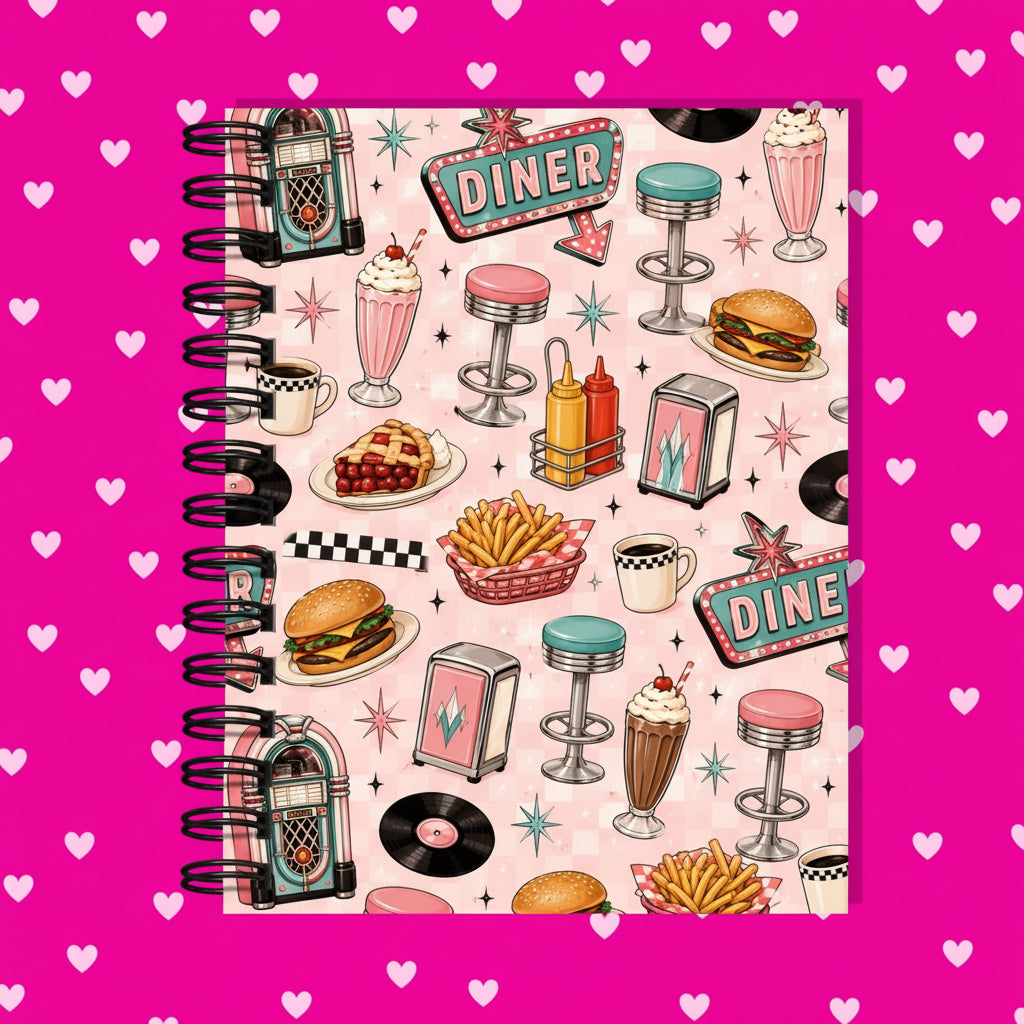 Premium Journaling Notebook - 100 Sheets - Vintage Diner / Dot