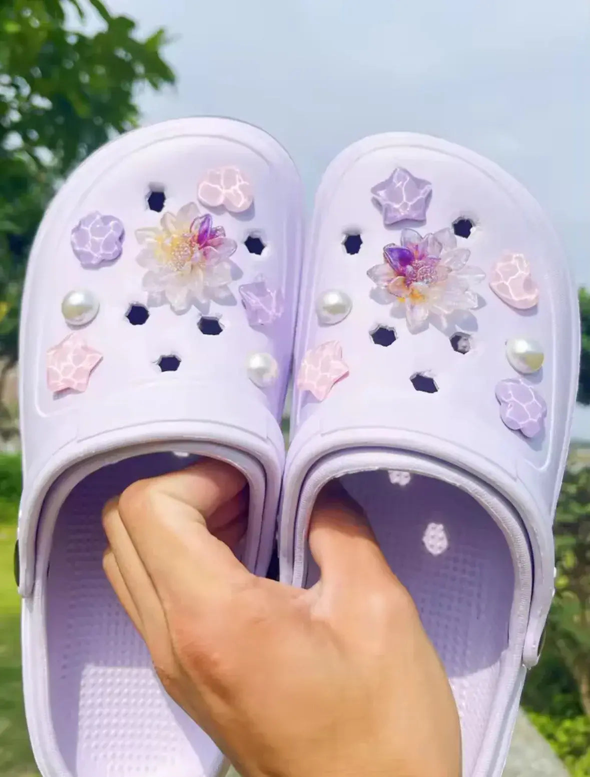 Purple Dahlia Clog Charms Set