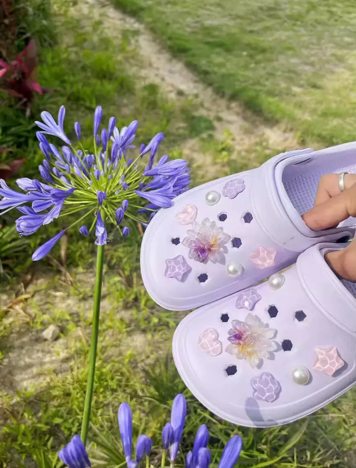 Purple Dahlia Clog Charms Set
