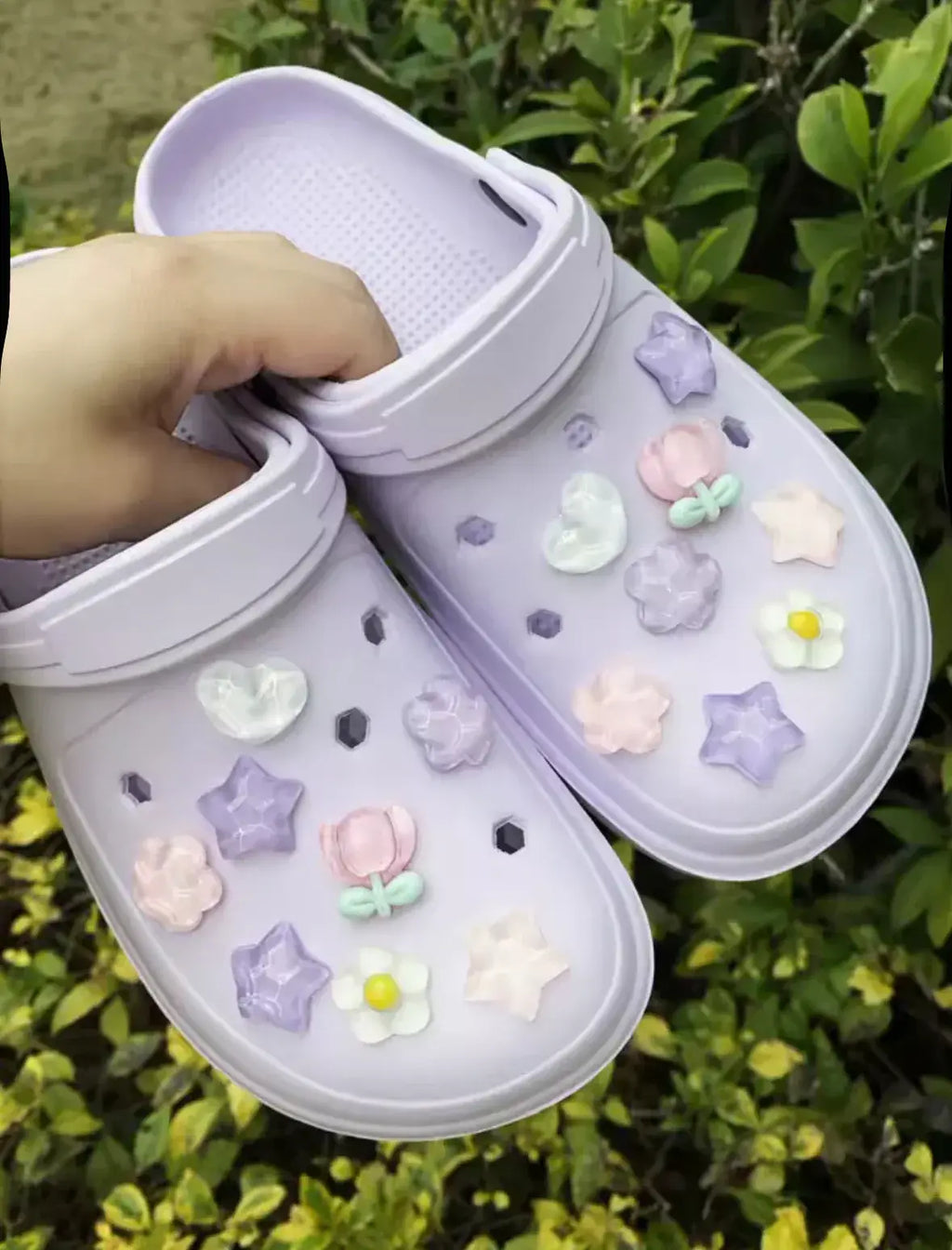Purple Periwinkle Pearl Clog Charms Set