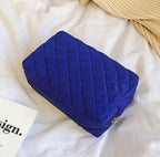 Quilted Puffy Cosmetic Makeup Bag Pouch - Blue