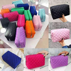 Quilted Puffy Cosmetic Makeup Bag Pouch - Purple