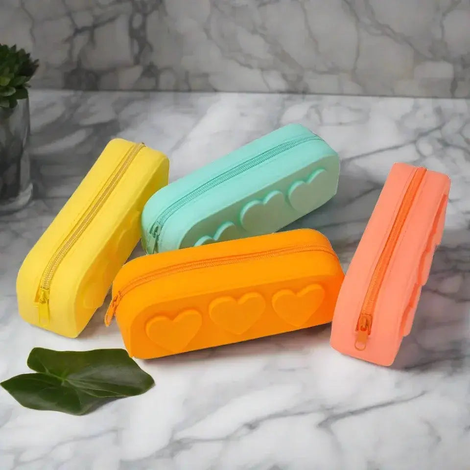 Silicone Embossed Hearts Cosmetic Bag