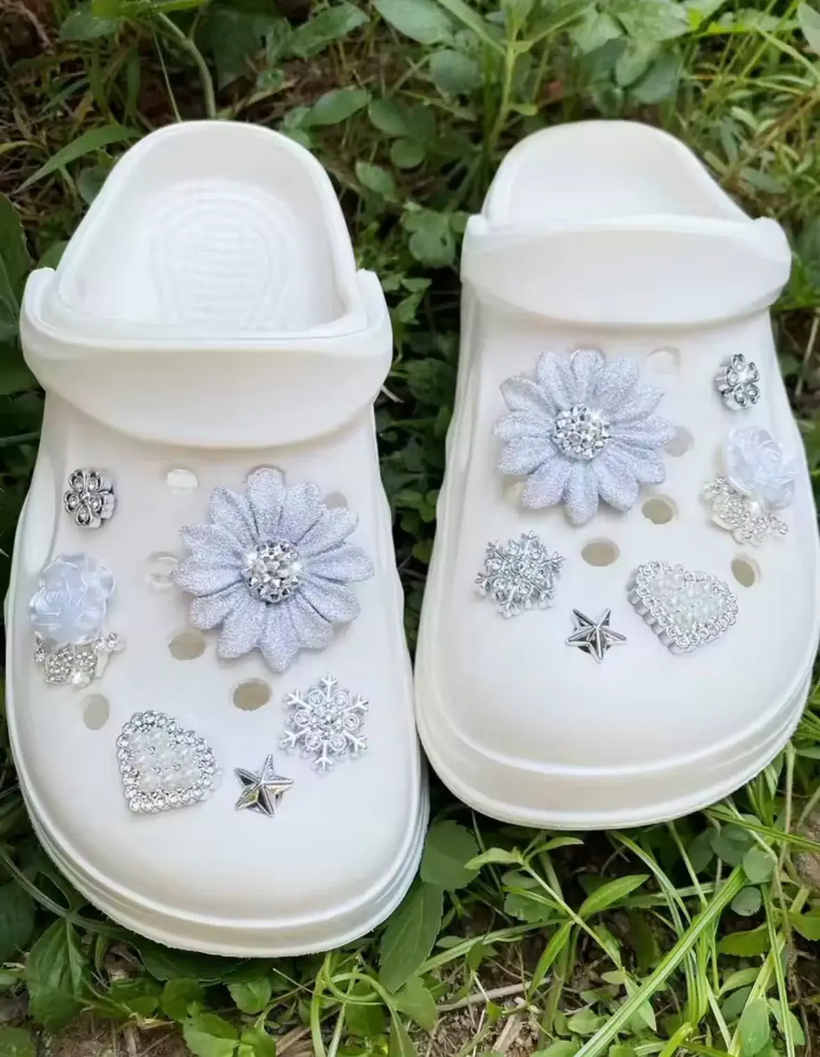 Silver Snowflake Clog Charms Set