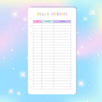 Single Page Saving Challenges & Trackers Inserts - A6 - Bills & Expenses