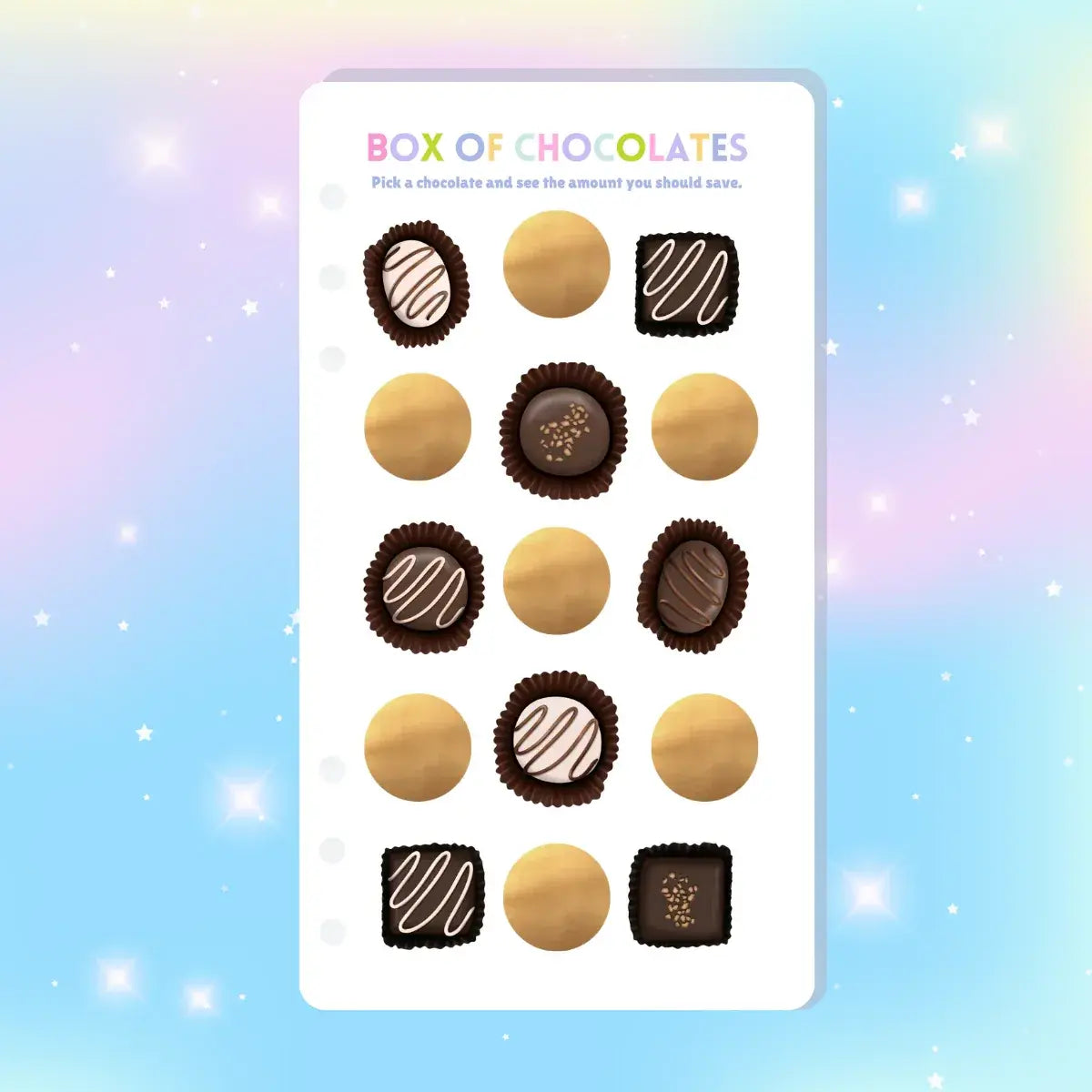 Single Page Saving Challenges & Trackers Inserts - A6 - Box of Chocolates