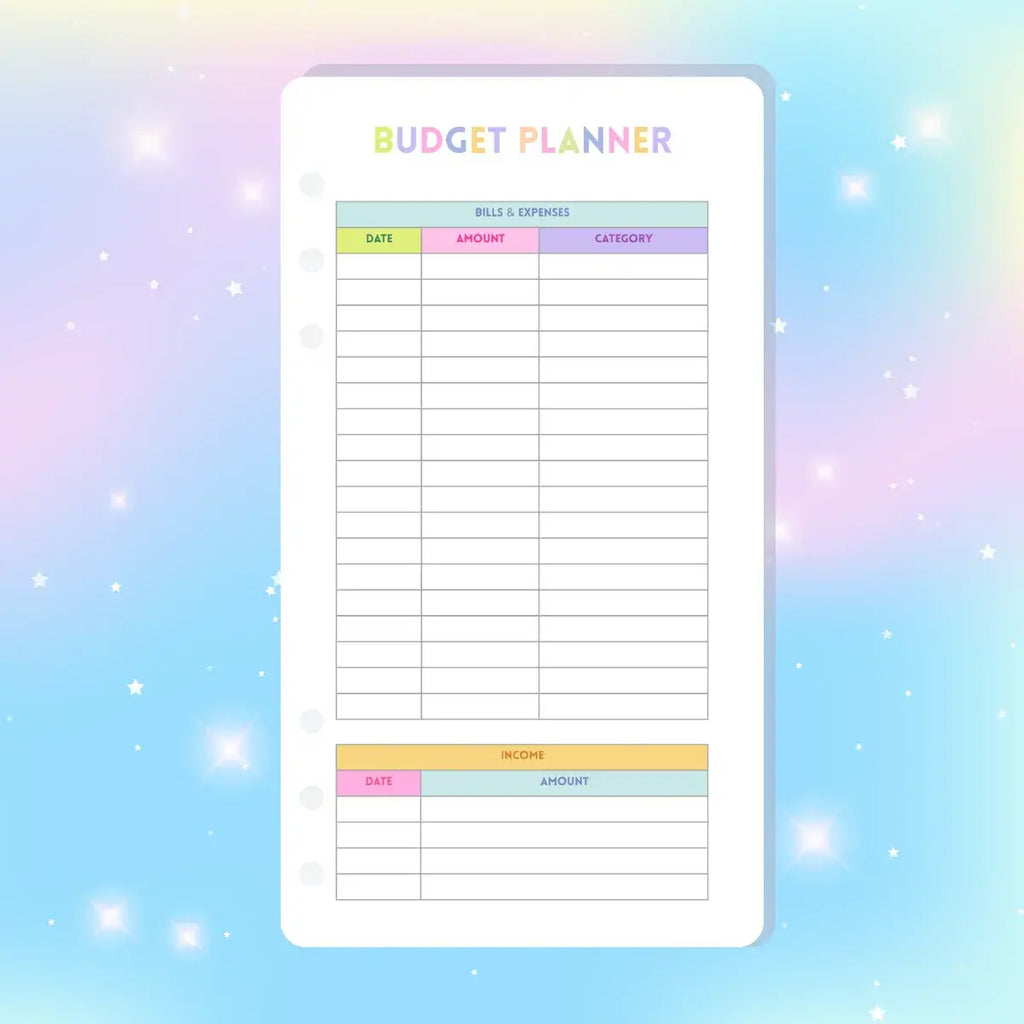 Single Page Saving Challenges & Trackers Inserts - A6 - Budget Planner