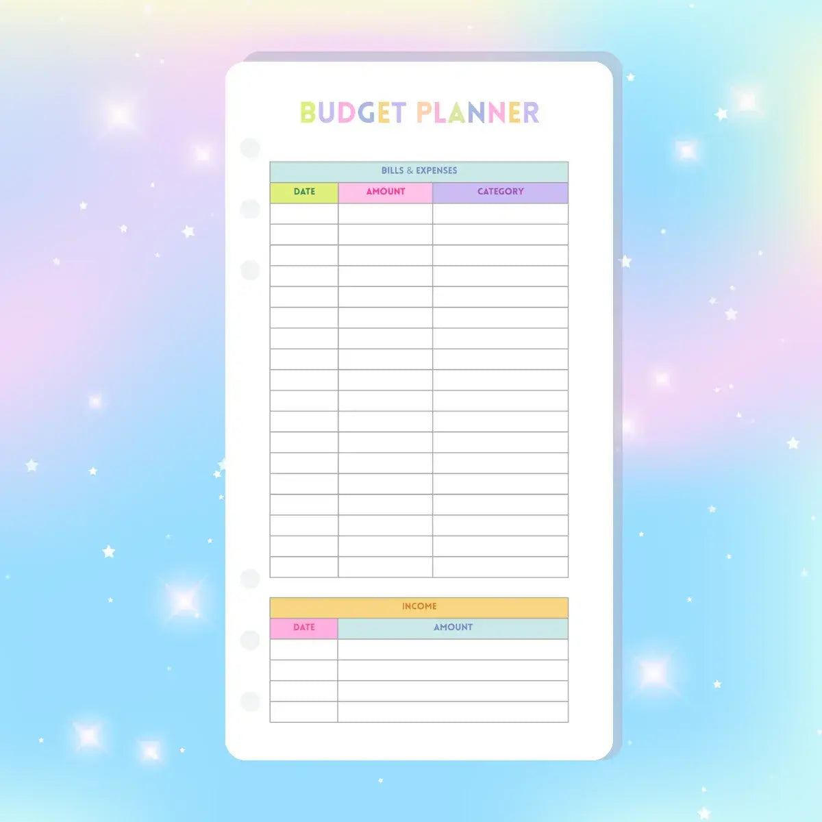 Single Page Saving Challenges & Trackers Inserts - A6 - Budget Planner