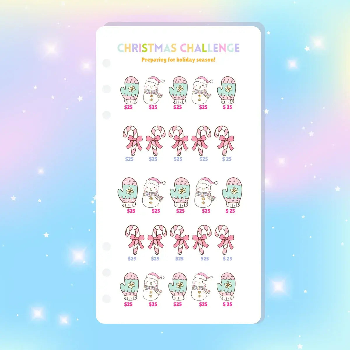 Single Page Saving Challenges & Trackers Inserts - A6 - Christmas Challenge