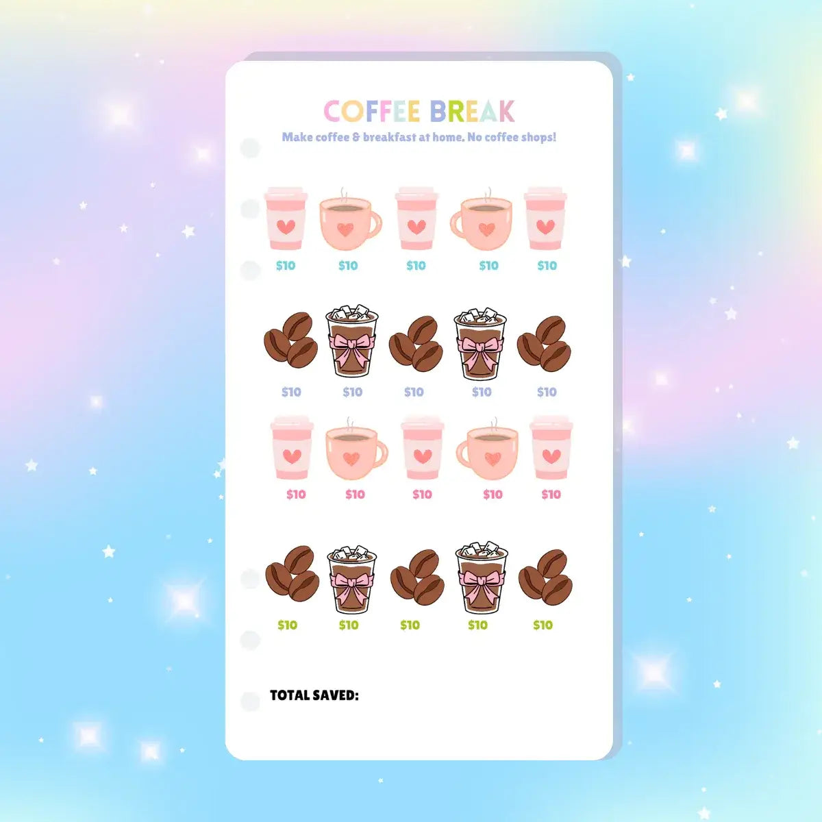 Single Page Saving Challenges & Trackers Inserts - A6 - Coffee Break