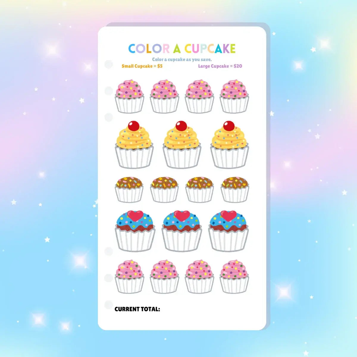 Single Page Saving Challenges & Trackers Inserts - A6 - Color a Cupcake