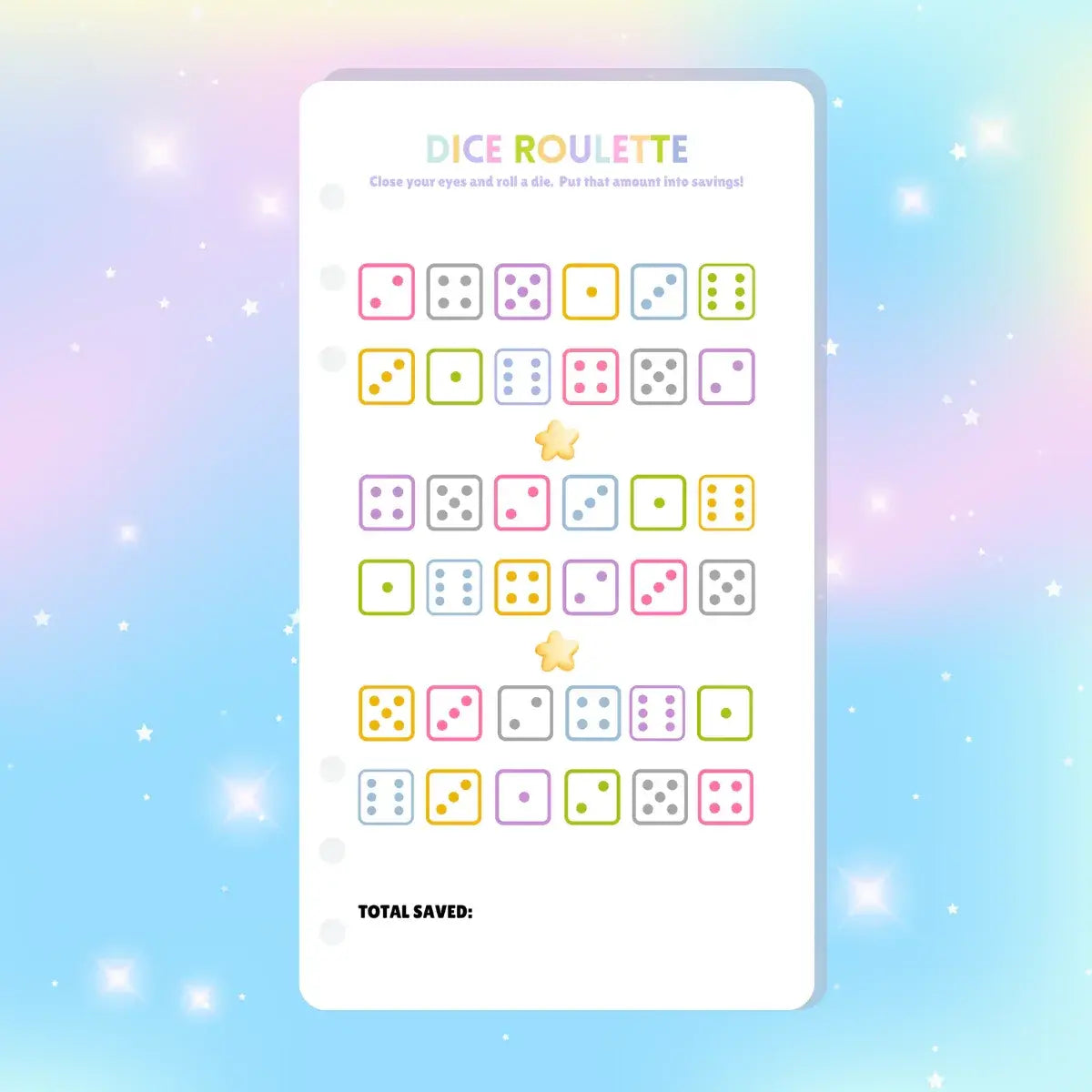 Single Page Saving Challenges & Trackers Inserts - A6 - Dice Roulette