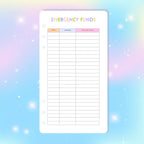 Single Page Saving Challenges & Trackers Inserts - A6 - Emergency Funds