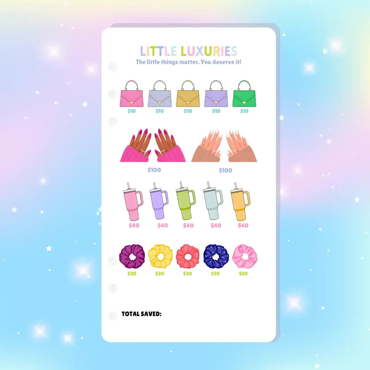 Single Page Saving Challenges & Trackers Inserts - A6 - Little Luxuries