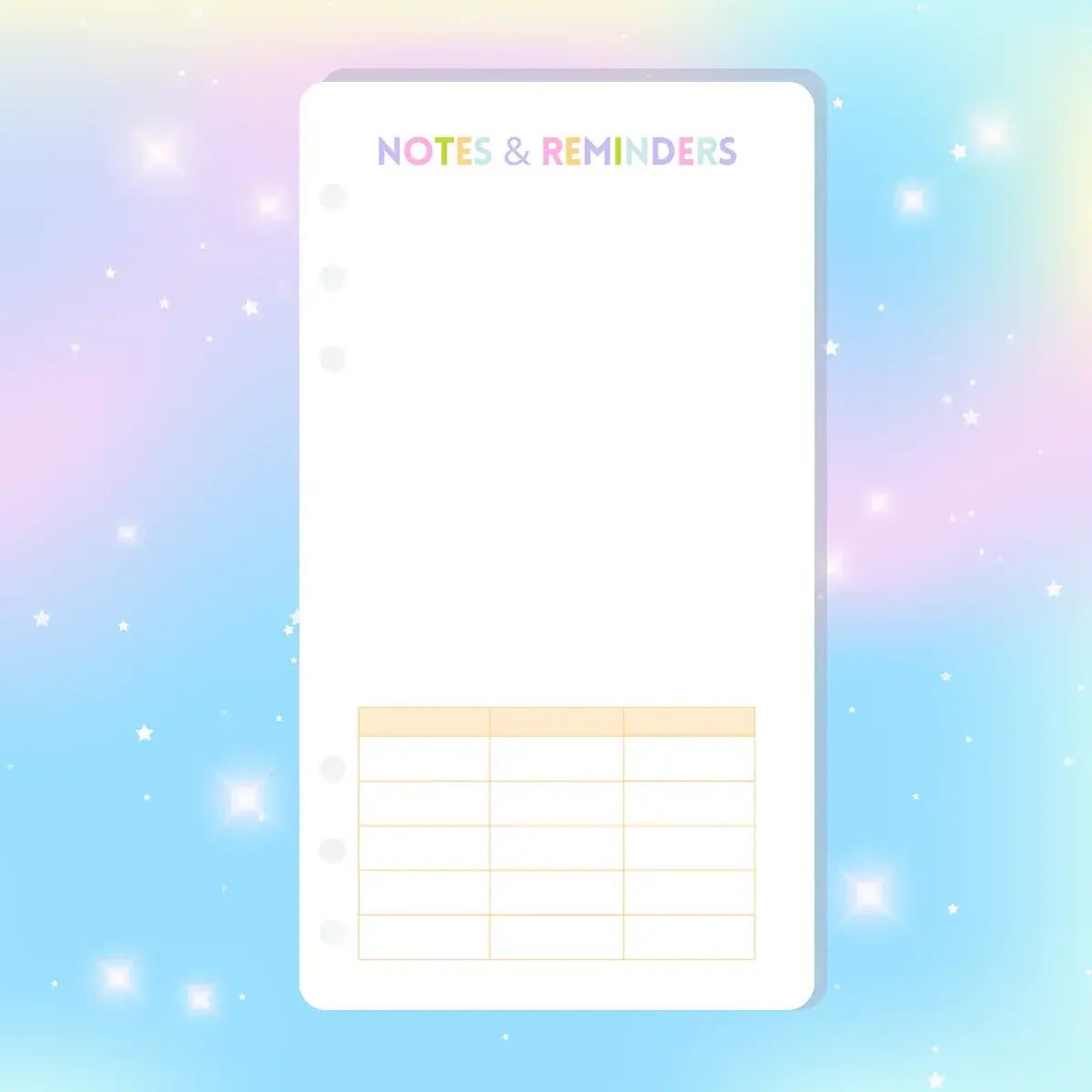 Single Page Saving Challenges & Trackers Inserts - A6 - Notes & Reminders