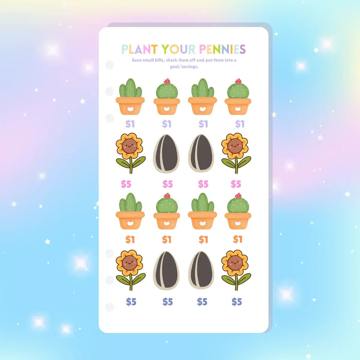 Single Page Saving Challenges & Trackers Inserts - A6 - Plant Your Pennies
